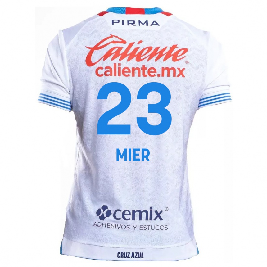 Kids Football Kevin Mier #23 White Blue Away Jersey 2024/25 T-Shirt Canada