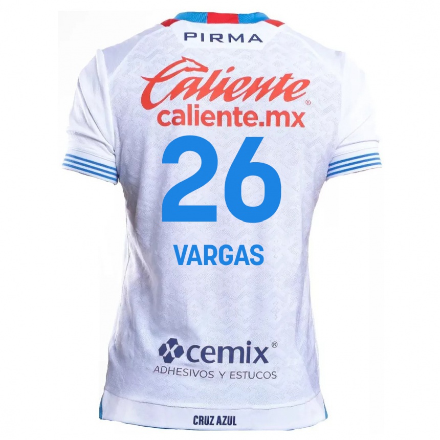 Kids Football Carlos Vargas #26 White Blue Away Jersey 2024/25 T-Shirt Canada