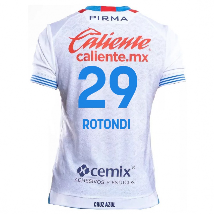 Kids Football Carlos Rotondi #29 White Blue Away Jersey 2024/25 T-Shirt Canada