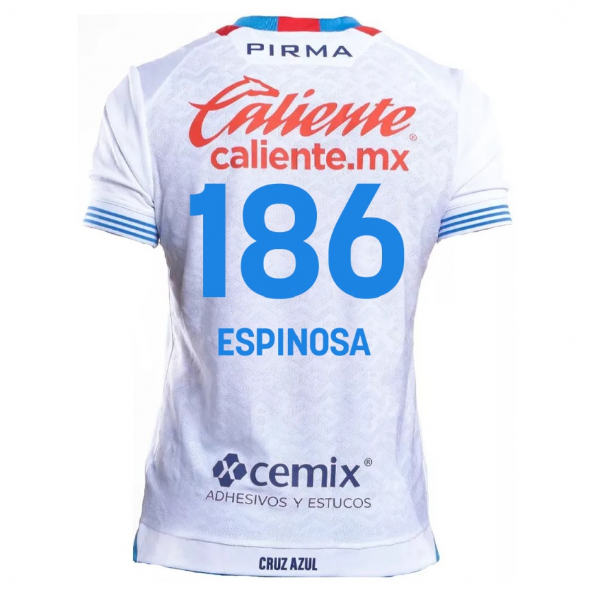 Kids Football Brandón Espinosa #186 White Blue Away Jersey 2024/25 T-Shirt Canada