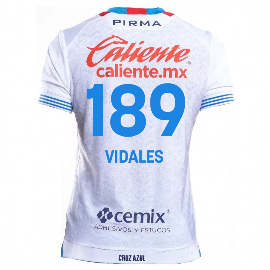 Kids Football Álvaro Vidales #189 White Blue Away Jersey 2024/25 T-Shirt Canada