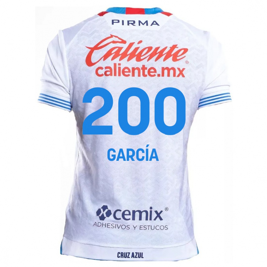 Kids Football Jorge García #200 White Blue Away Jersey 2024/25 T-Shirt Canada