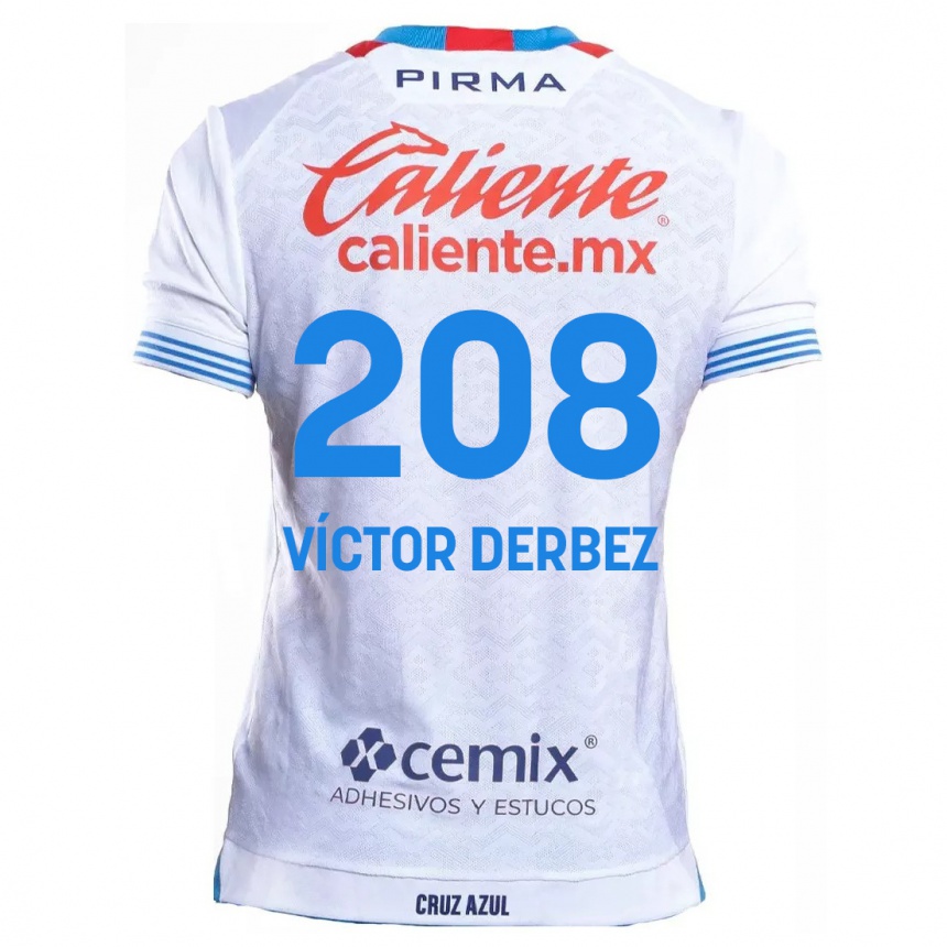 Kids Football Louis Víctor Derbez #208 White Blue Away Jersey 2024/25 T-Shirt Canada