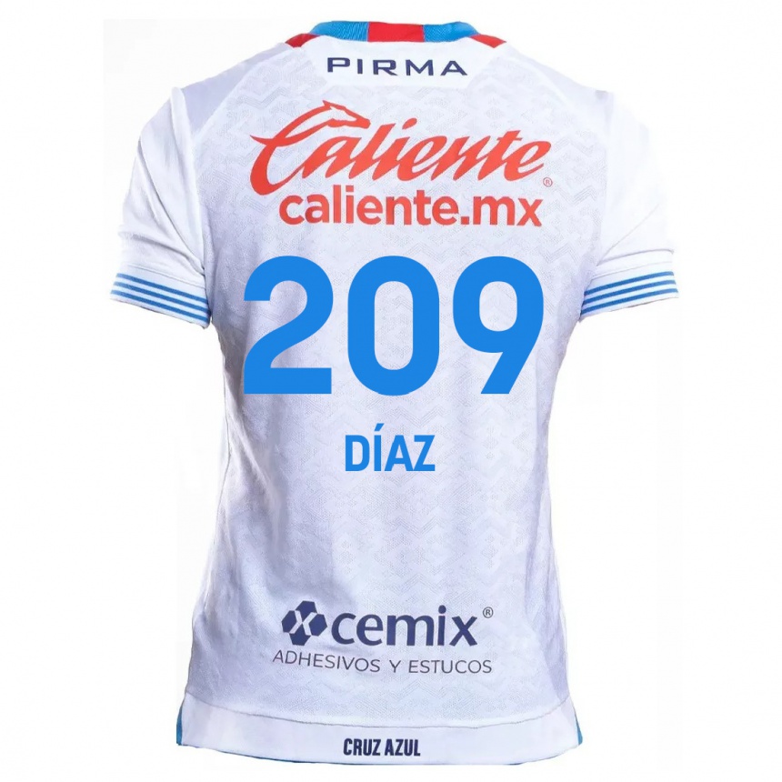 Kids Football Josué Díaz #209 White Blue Away Jersey 2024/25 T-Shirt Canada