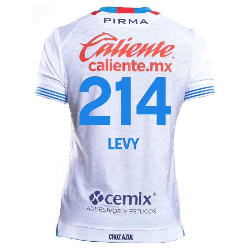 Enfant Football Maillot Mateo Levy #214 Blanc Bleu Tenues Extérieur 2024/25 Canada