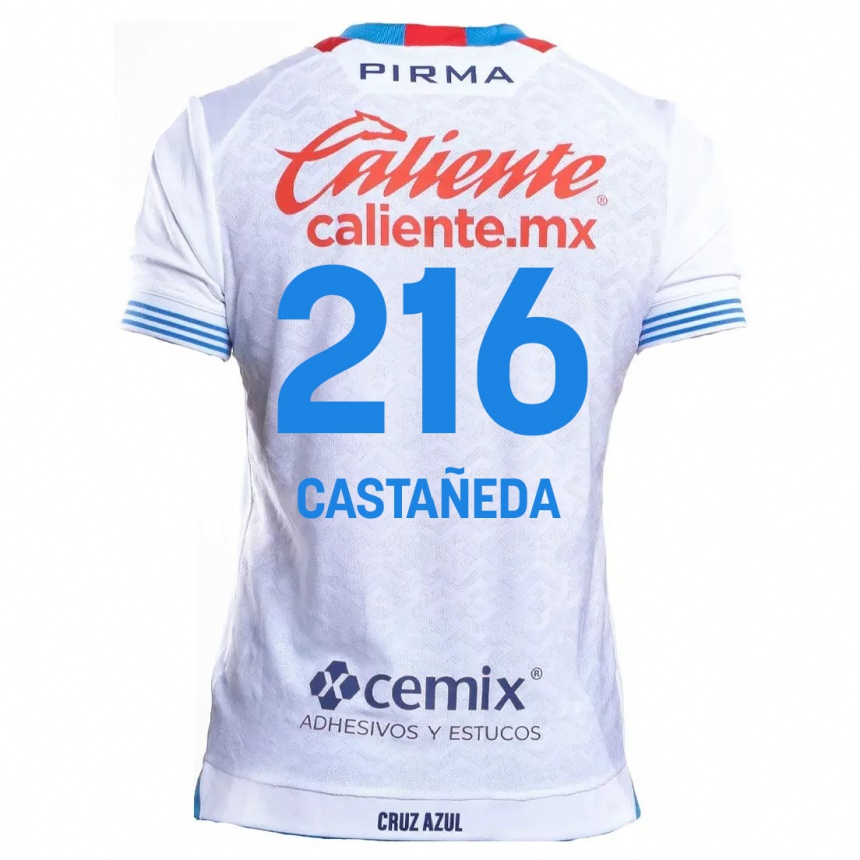 Enfant Football Maillot Ian Castañeda #216 Blanc Bleu Tenues Extérieur 2024/25 Canada