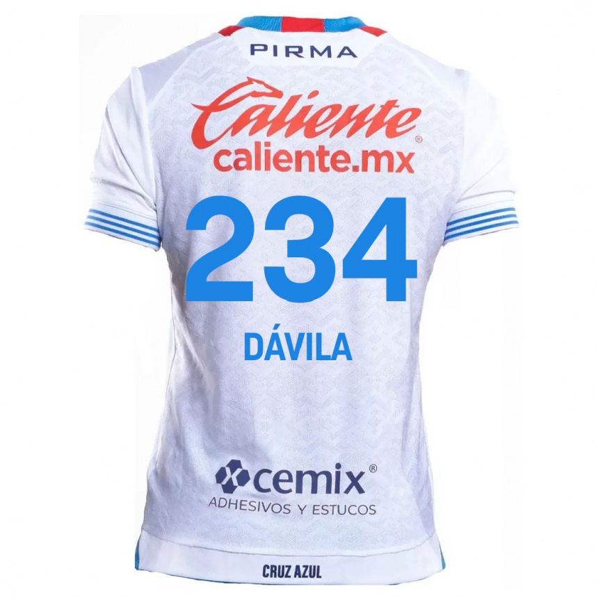 Kids Football Emilio Dávila #234 White Blue Away Jersey 2024/25 T-Shirt Canada