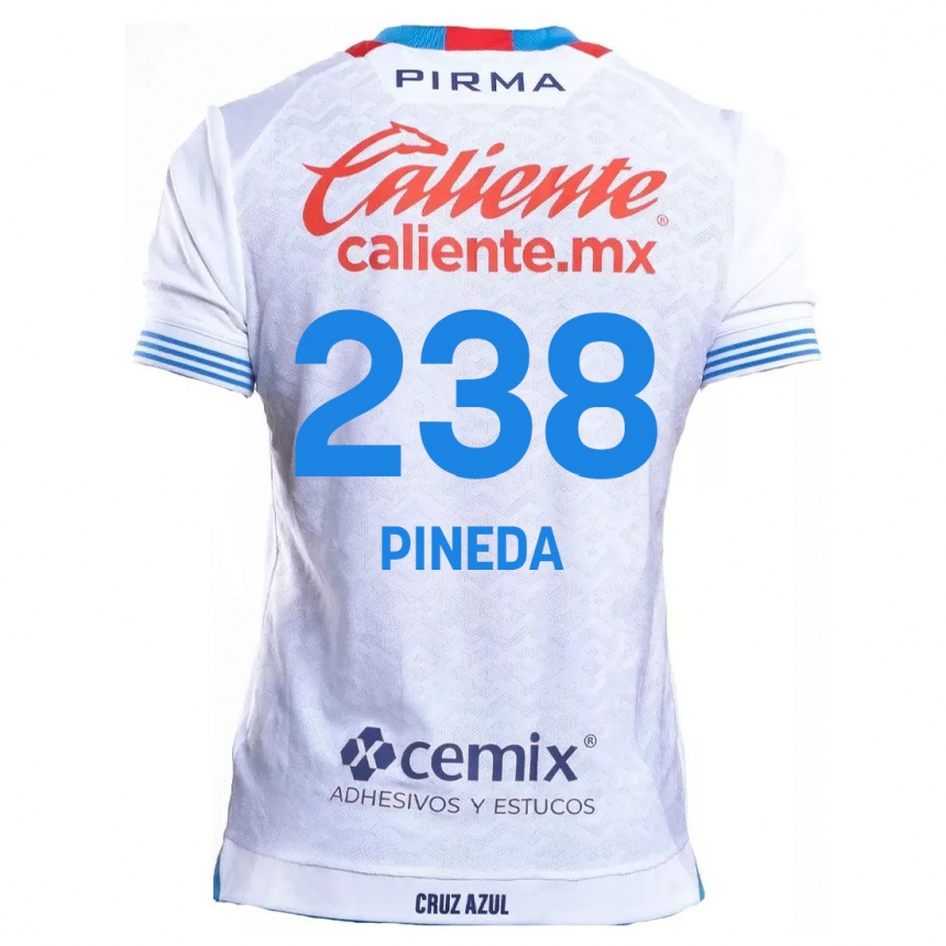 Kids Football Zadiel Pineda #238 White Blue Away Jersey 2024/25 T-Shirt Canada