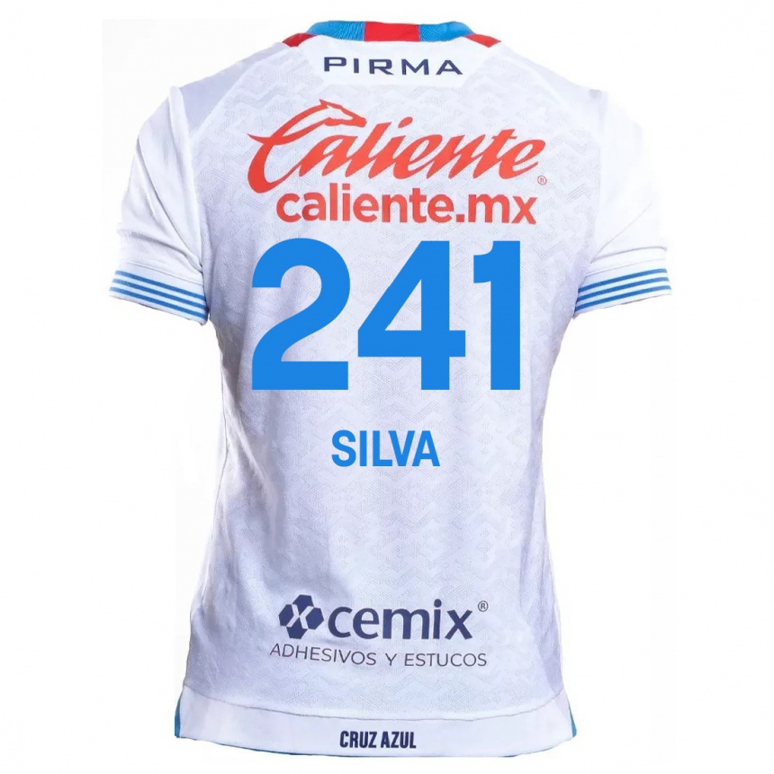 Kids Football Iván Silva #241 White Blue Away Jersey 2024/25 T-Shirt Canada