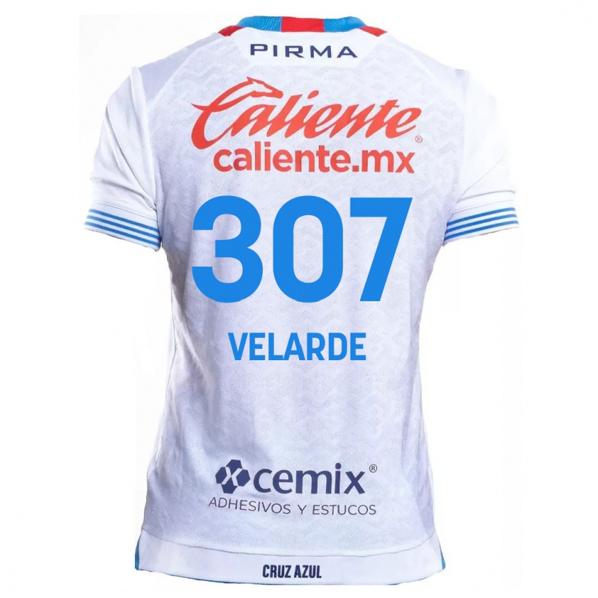 Kids Football Juan Velarde #307 White Blue Away Jersey 2024/25 T-Shirt Canada