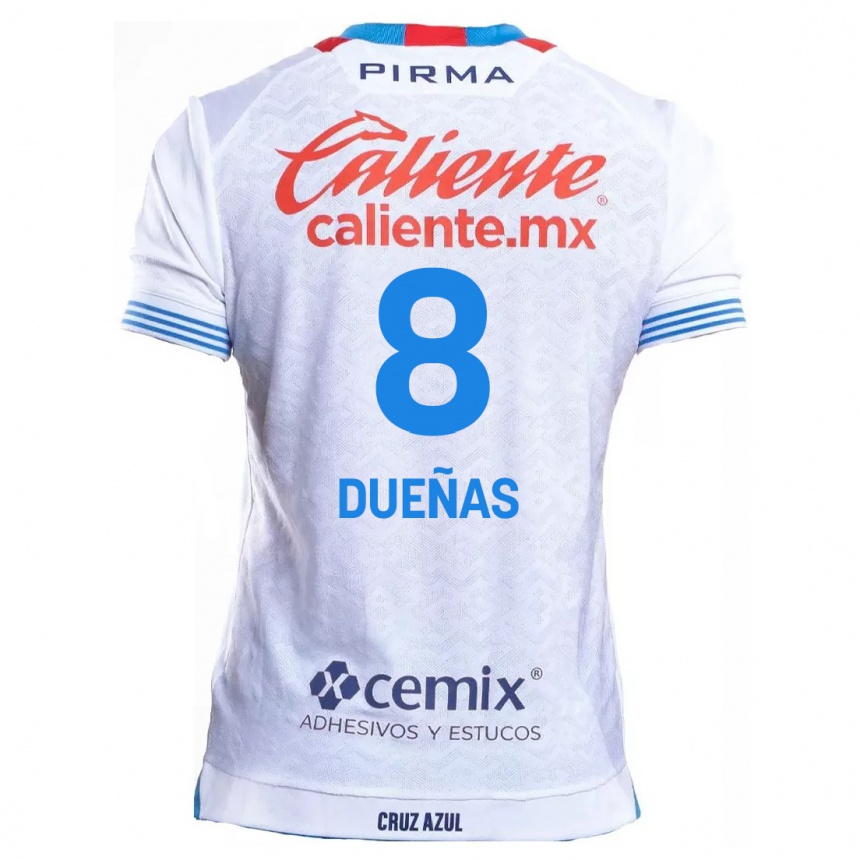 Kids Football Jesús Dueñas #8 White Blue Away Jersey 2024/25 T-Shirt Canada