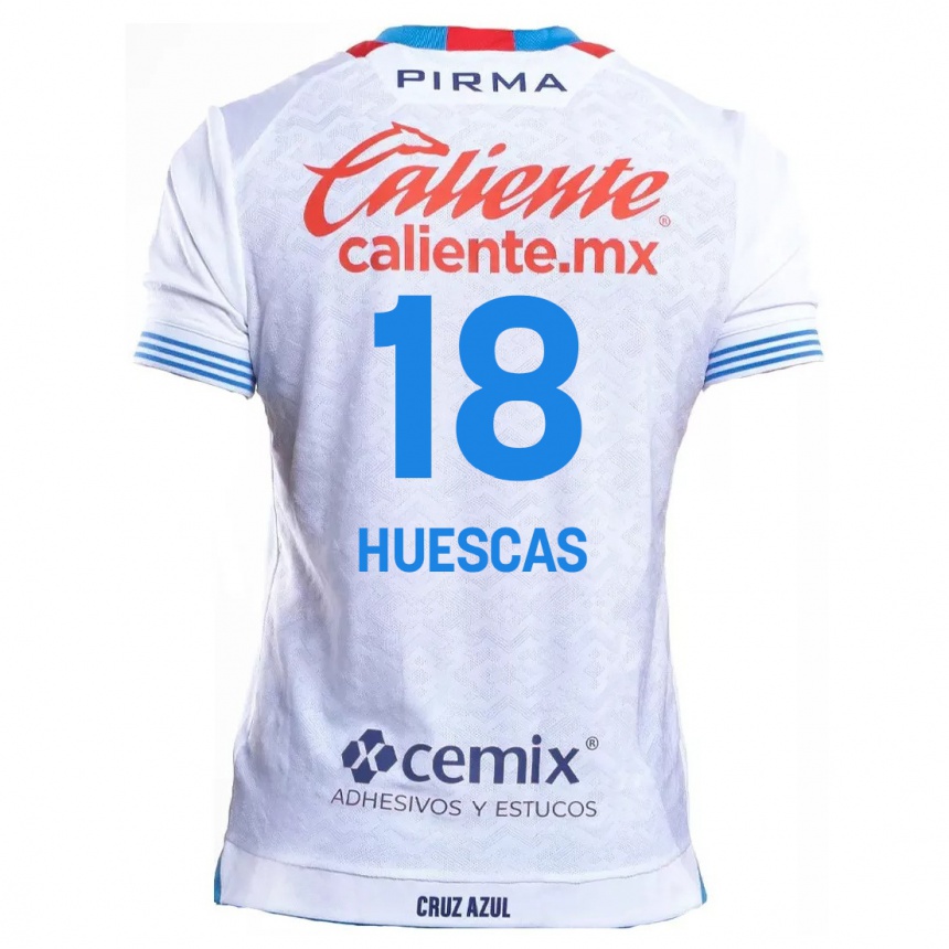 Kids Football Rodrigo Huescas #18 White Blue Away Jersey 2024/25 T-Shirt Canada