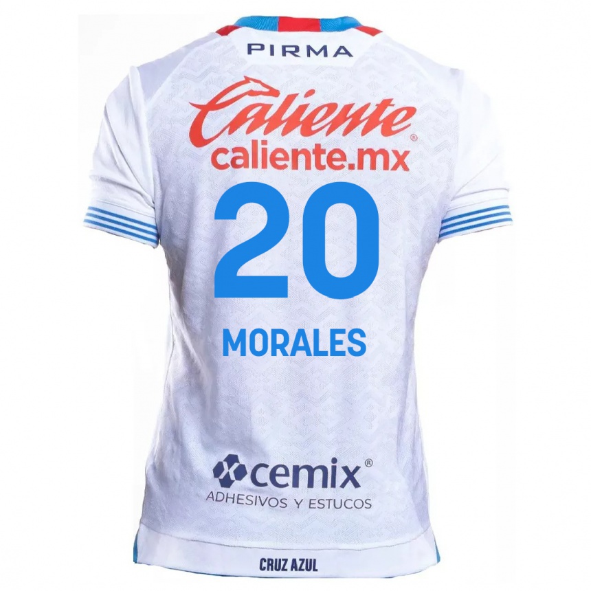 Kids Football Iván Morales #20 White Blue Away Jersey 2024/25 T-Shirt Canada