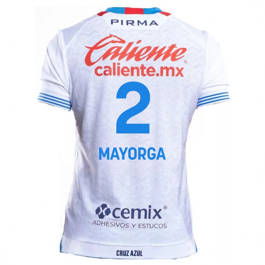 Kids Football Alejandro Mayorga #2 White Blue Away Jersey 2024/25 T-Shirt Canada