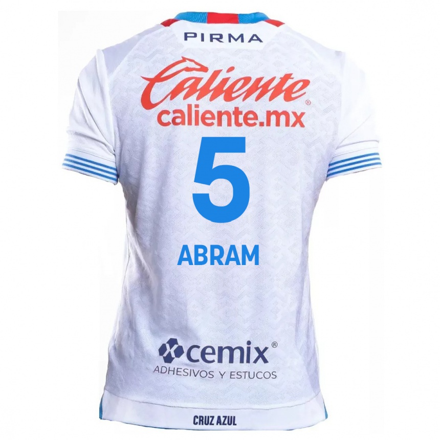 Kids Football Luis Abram #5 White Blue Away Jersey 2024/25 T-Shirt Canada