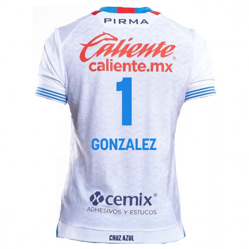 Kids Football Itzayana Gonzalez #1 White Blue Away Jersey 2024/25 T-Shirt Canada