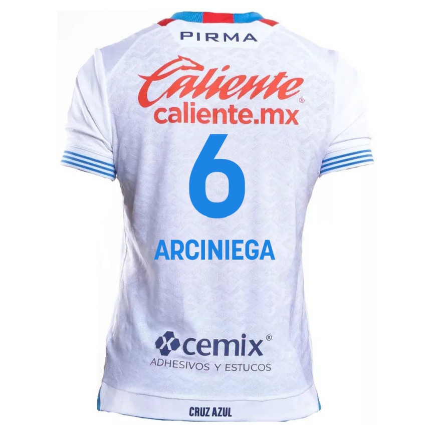 Kids Football Mirelle Arciniega #6 White Blue Away Jersey 2024/25 T-Shirt Canada