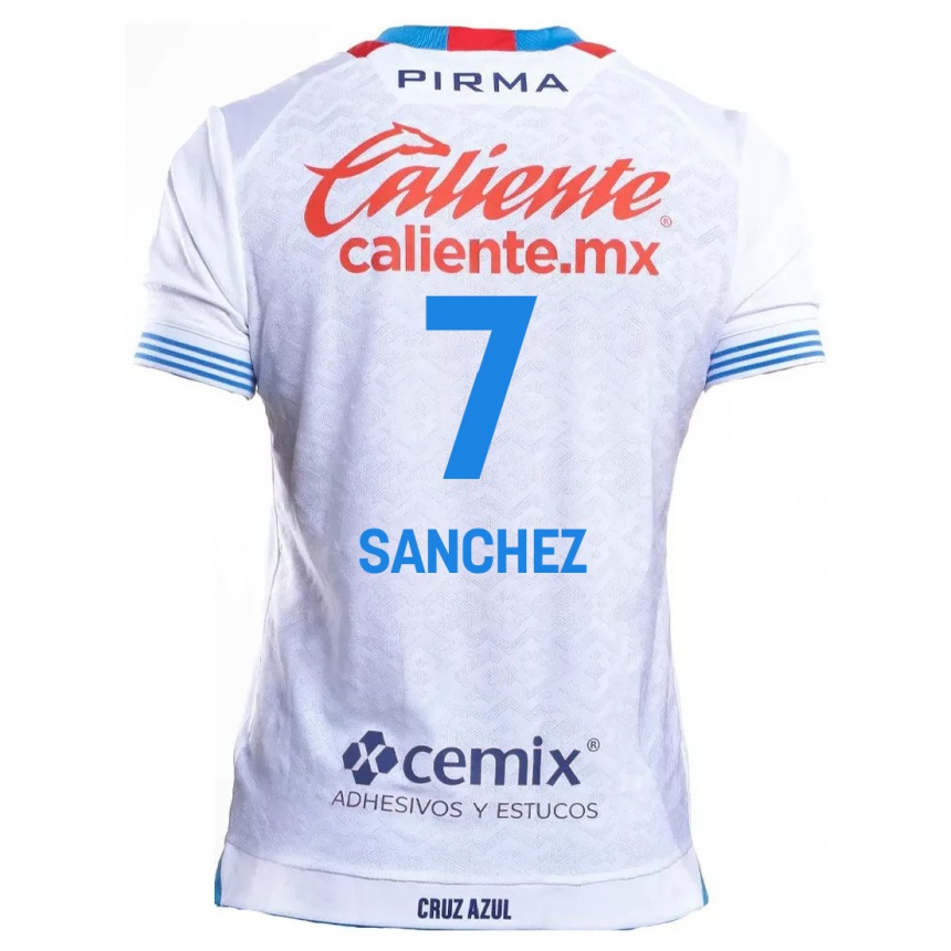 Kids Football Andrea Sanchez #7 White Blue Away Jersey 2024/25 T-Shirt Canada