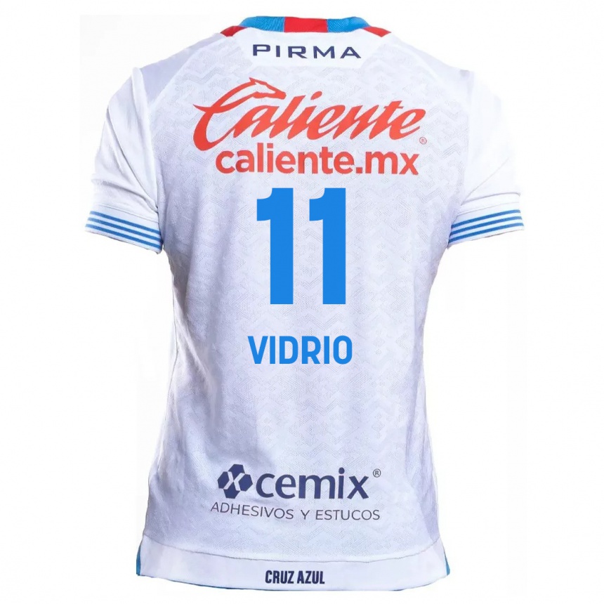 Kids Football Nailea Vidrio #11 White Blue Away Jersey 2024/25 T-Shirt Canada