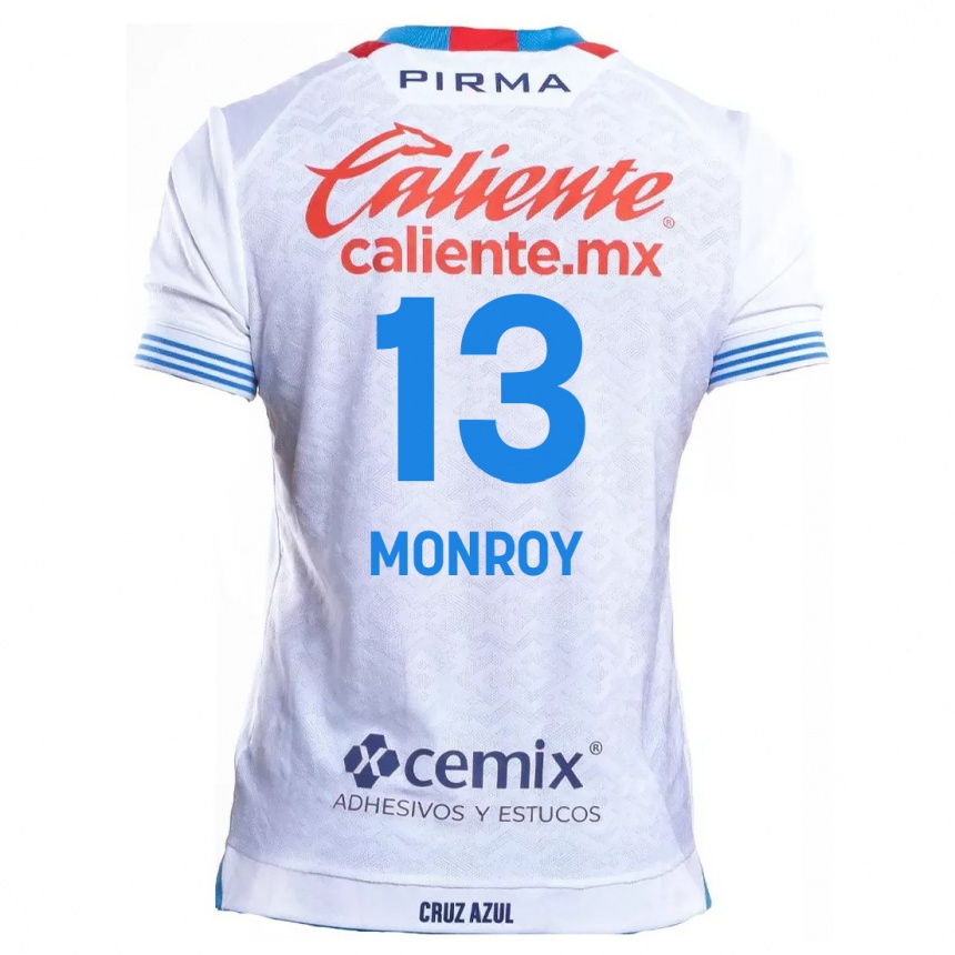 Kids Football Daniela Monroy #13 White Blue Away Jersey 2024/25 T-Shirt Canada