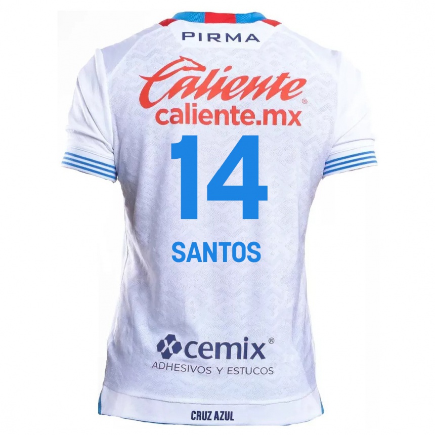 Kids Football Eleisa Santos #14 White Blue Away Jersey 2024/25 T-Shirt Canada