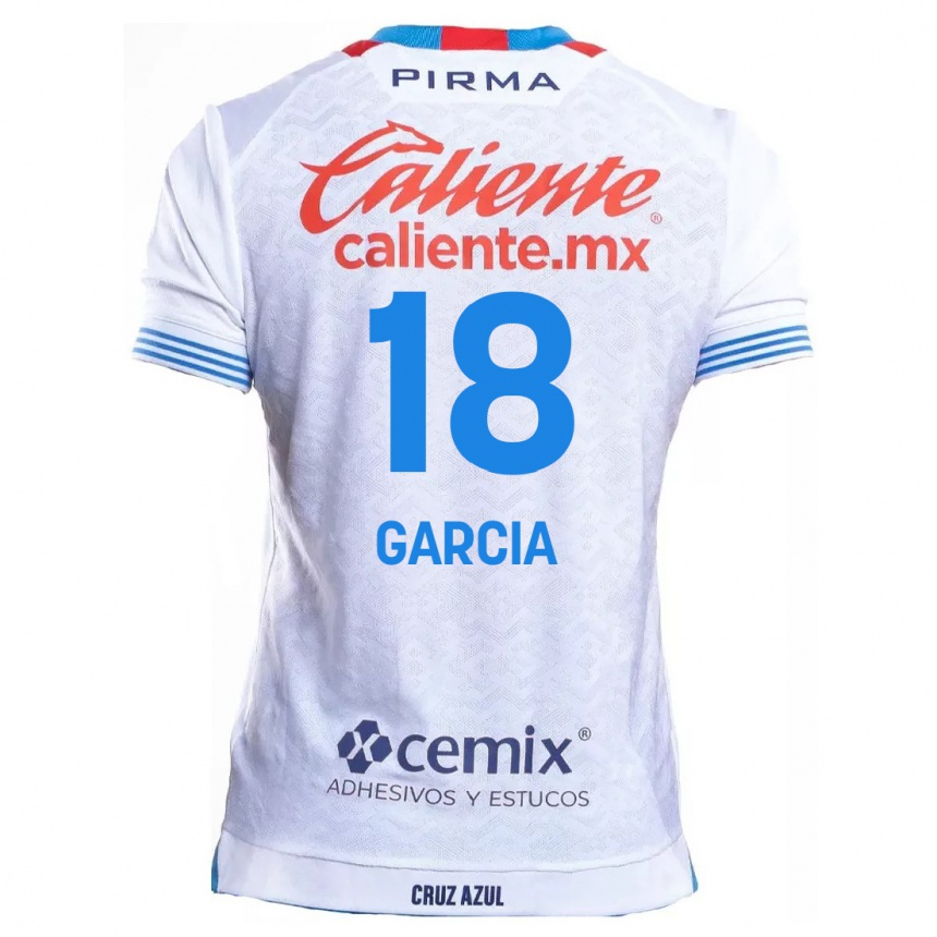 Kids Football Diana Garcia #18 White Blue Away Jersey 2024/25 T-Shirt Canada