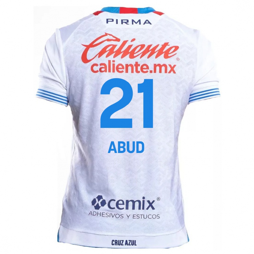 Kids Football Karime Abud #21 White Blue Away Jersey 2024/25 T-Shirt Canada