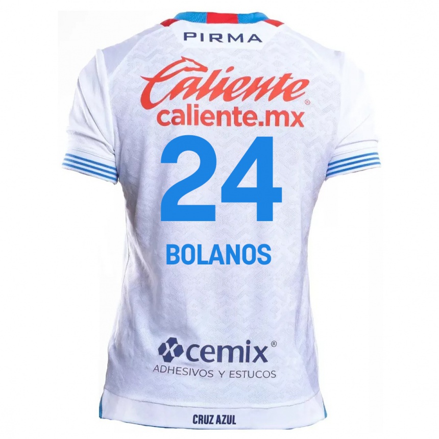 Kids Football Jatziry Bolanos #24 White Blue Away Jersey 2024/25 T-Shirt Canada