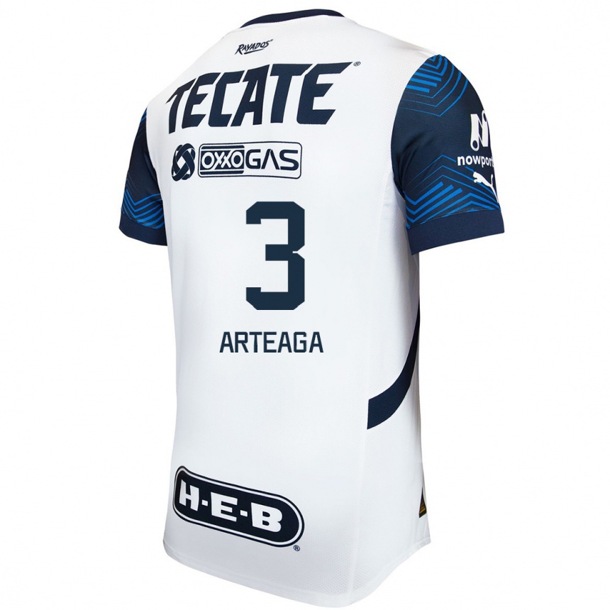 Kids Football Gerardo Arteaga #3 White Blue Away Jersey 2024/25 T-Shirt Canada