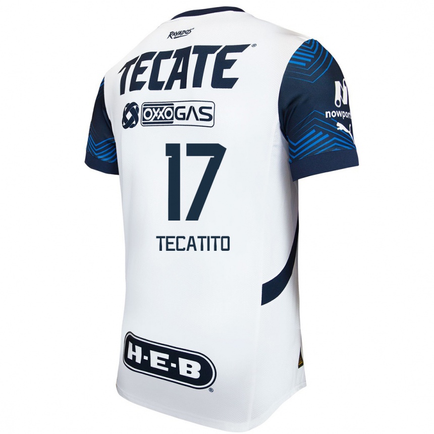 Kids Football Tecatito #17 White Blue Away Jersey 2024/25 T-Shirt Canada