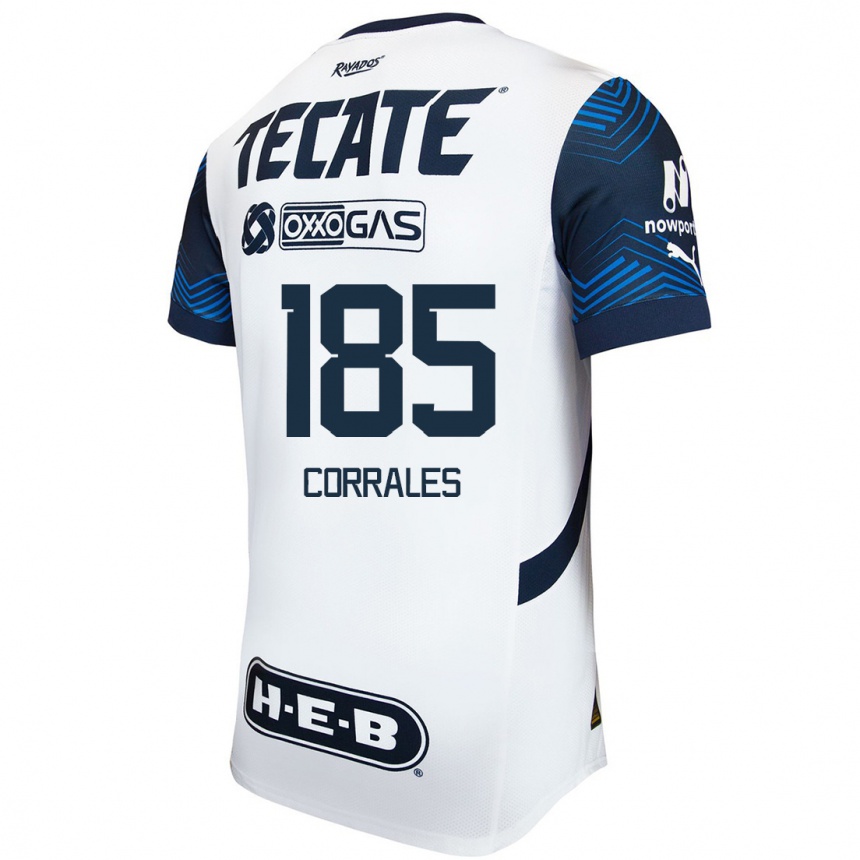 Kids Football Ángel Corrales #185 White Blue Away Jersey 2024/25 T-Shirt Canada