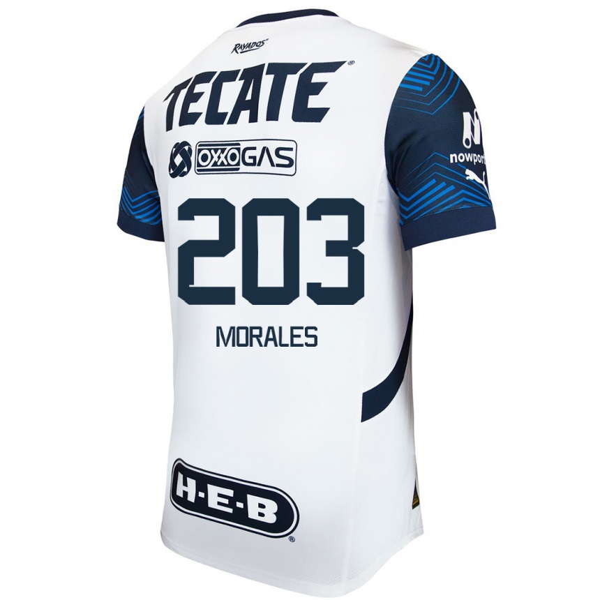 Enfant Football Maillot Alejandro Morales #203 Blanc Bleu Tenues Extérieur 2024/25 Canada