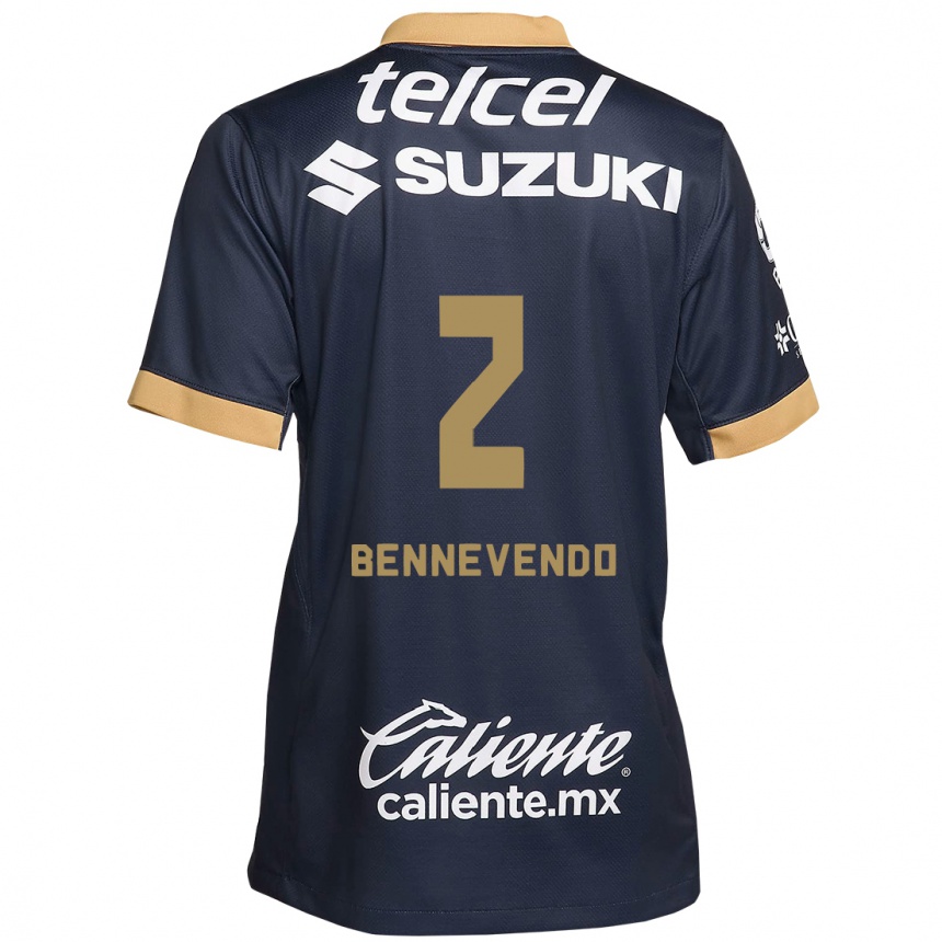 Kids Football Pablo Bennevendo #2 Obsidian Gold White Away Jersey 2024/25 T-Shirt Canada