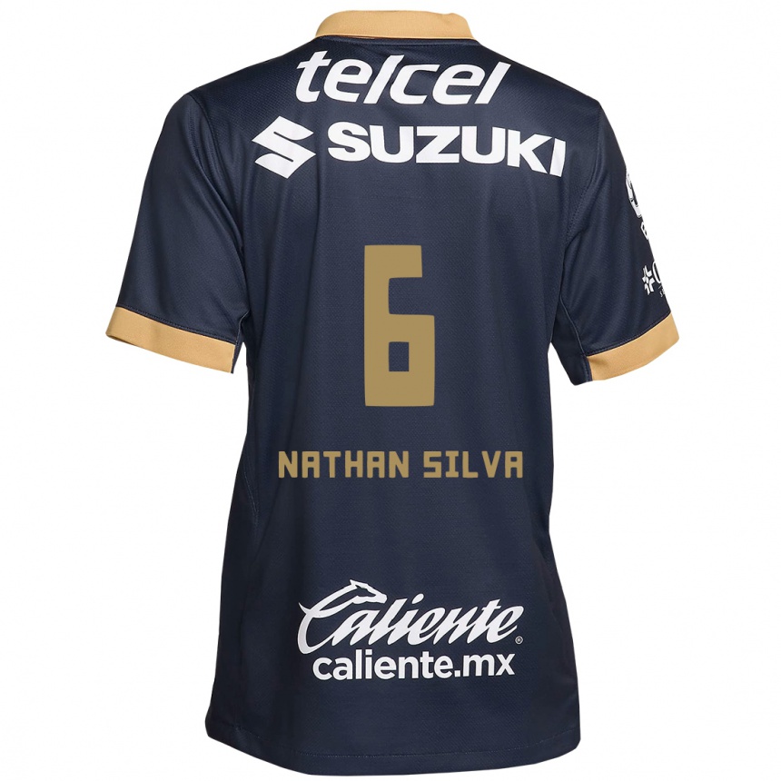 Enfant Football Maillot Nathan Silva #6 Obsidienne Or Blanc Tenues Extérieur 2024/25 Canada