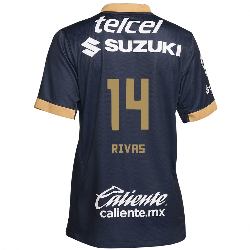 Kids Football Jesús Rivas #14 Obsidian Gold White Away Jersey 2024/25 T-Shirt Canada