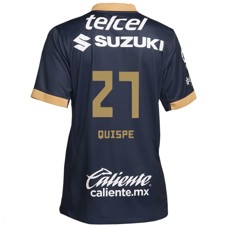 Kids Football Piero Quispe #27 Obsidian Gold White Away Jersey 2024/25 T-Shirt Canada