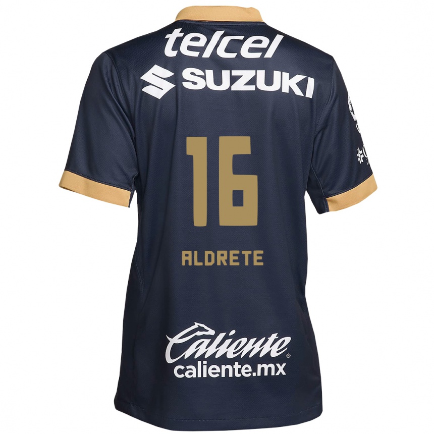 Enfant Football Maillot Adrián Aldrete #16 Obsidienne Or Blanc Tenues Extérieur 2024/25 Canada