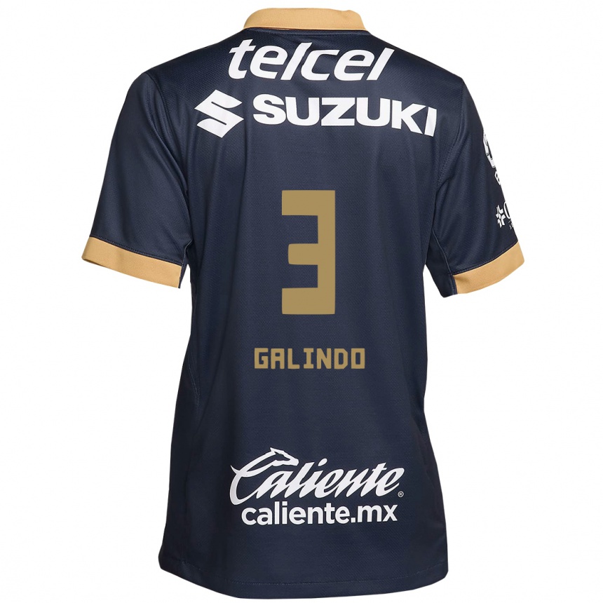 Kids Football Ricardo Galindo #3 Obsidian Gold White Away Jersey 2024/25 T-Shirt Canada