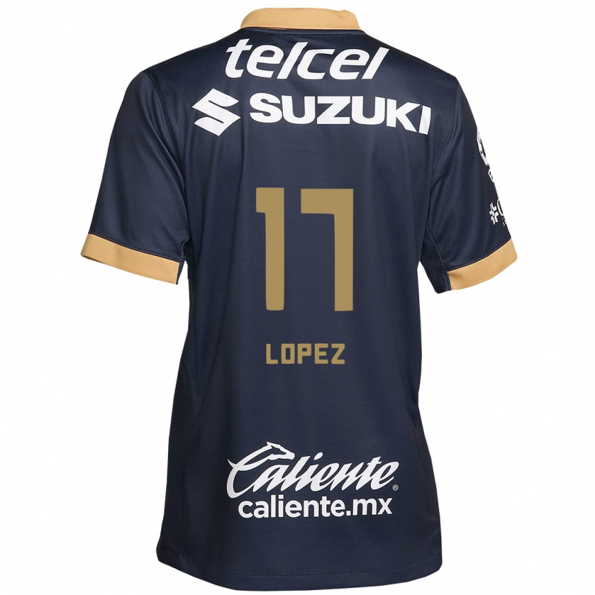 Enfant Football Maillot Leonel Lopez #17 Obsidienne Or Blanc Tenues Extérieur 2024/25 Canada