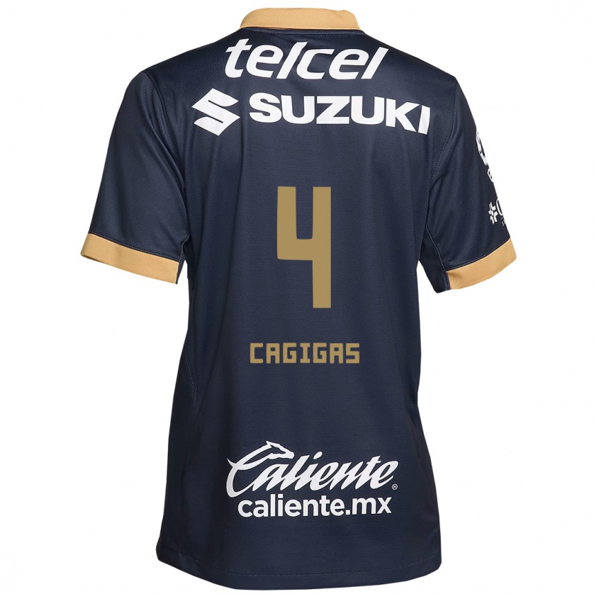 Kids Football Deneva Cagigas #4 Obsidian Gold White Away Jersey 2024/25 T-Shirt Canada