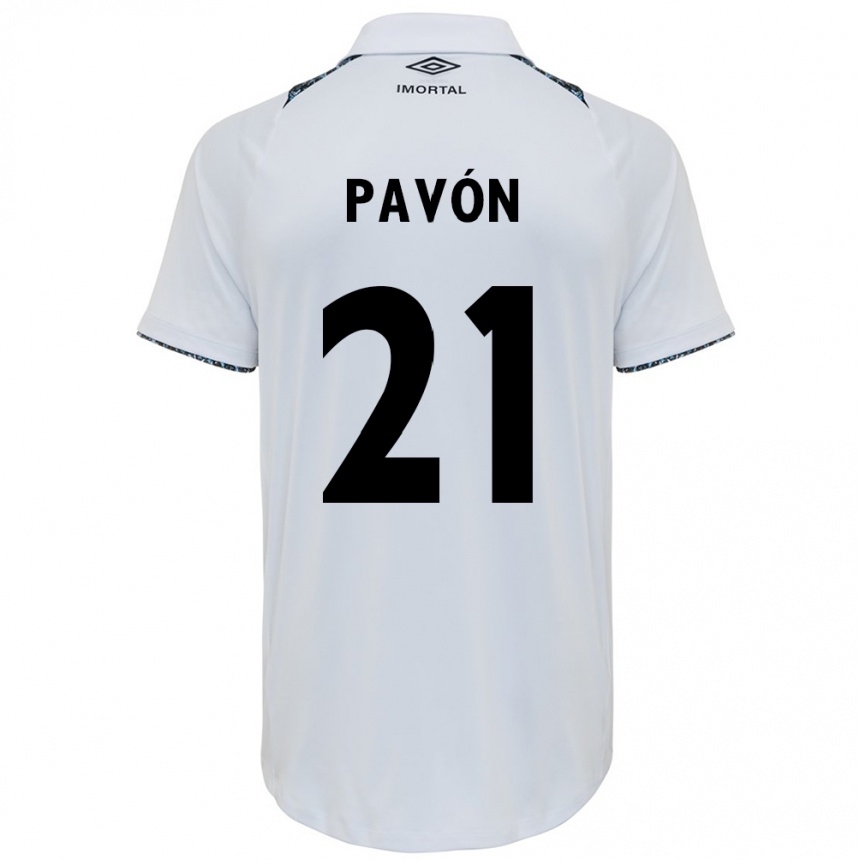 Enfant Football Maillot Cristian Pavón #21 Blanc Bleu Tenues Extérieur 2024/25 Canada