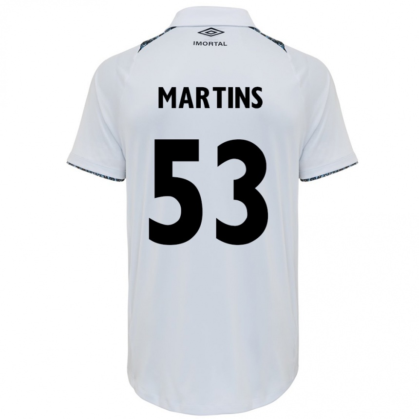 Kids Football Gustavo Martins #53 White Blue Away Jersey 2024/25 T-Shirt Canada