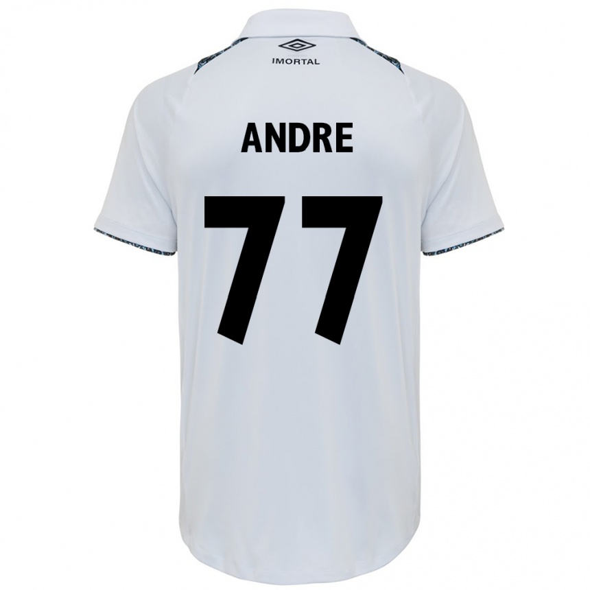 Enfant Football Maillot André #77 Blanc Bleu Tenues Extérieur 2024/25 Canada