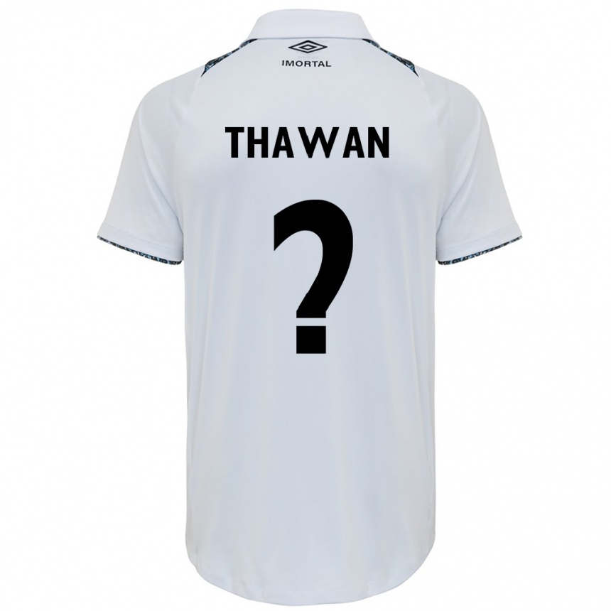 Enfant Football Maillot Athos Thawan #0 Blanc Bleu Tenues Extérieur 2024/25 Canada