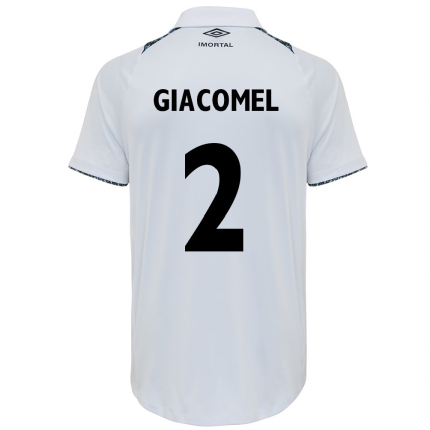 Kids Football Laís Giacomel #2 White Blue Away Jersey 2024/25 T-Shirt Canada