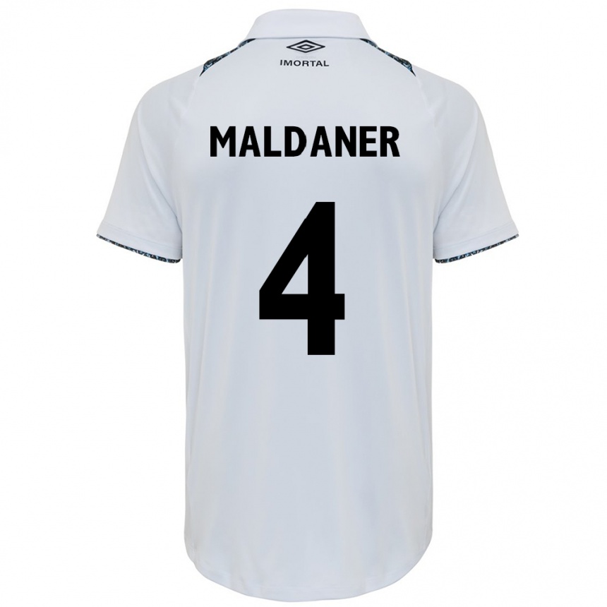 Enfant Football Maillot Pati Maldaner #4 Blanc Bleu Tenues Extérieur 2024/25 Canada