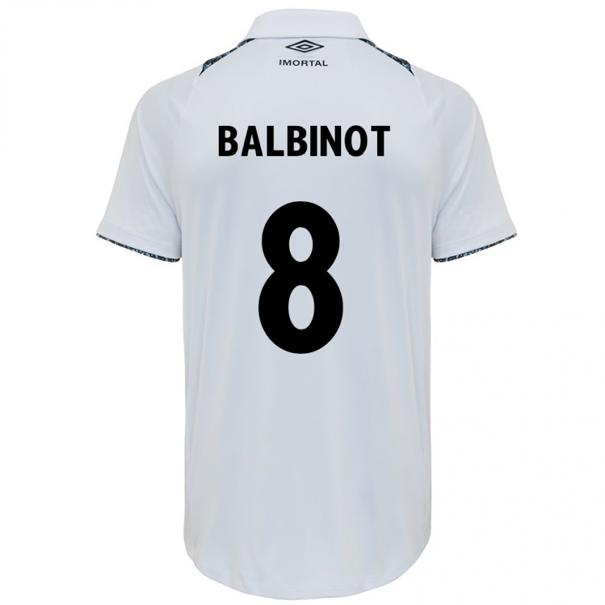 Enfant Football Maillot Manu Balbinot #8 Blanc Bleu Tenues Extérieur 2024/25 Canada