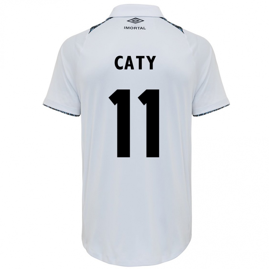 Enfant Football Maillot Caty #11 Blanc Bleu Tenues Extérieur 2024/25 Canada