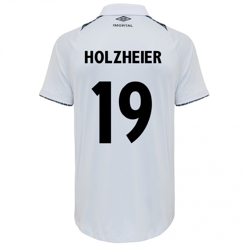 Kids Football Agostina Holzheier #19 White Blue Away Jersey 2024/25 T-Shirt Canada