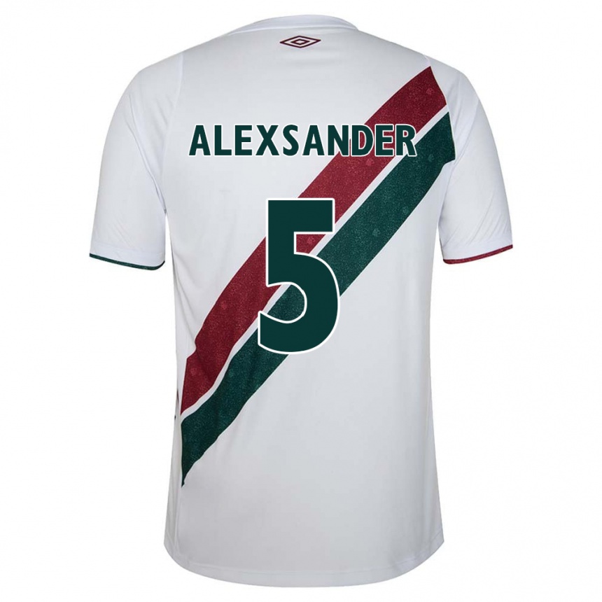 Kids Football Alexsander #5 White Green Maroon Away Jersey 2024/25 T-Shirt Canada